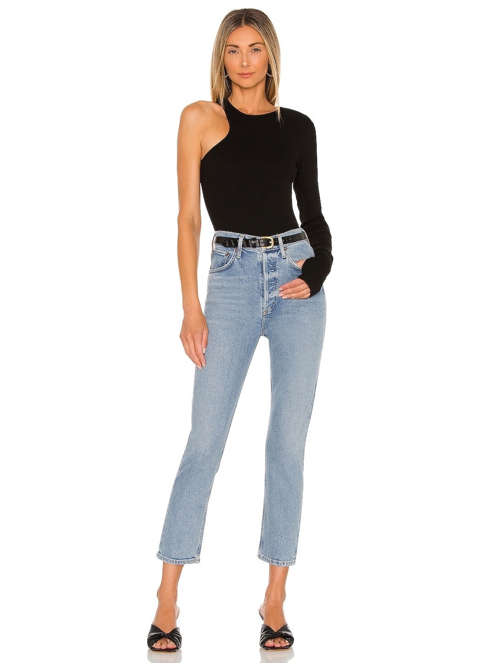 Agolde Light Blue High-Rise Ankle Crop Jeans